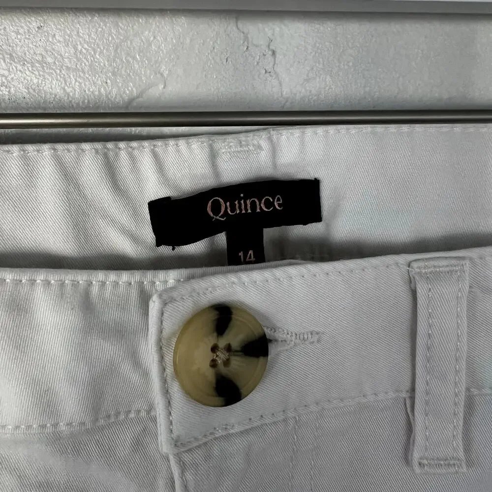 Quince Organic Stretch Cotton Chino Cropped Wide Leg Pants Frost size 14 - Picture 3 of 6
